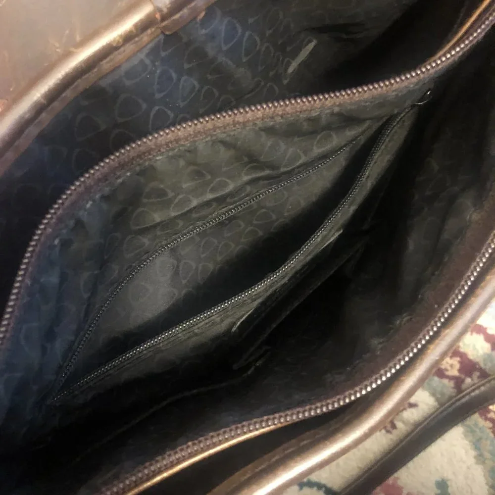 Vintage Liz Claiborne Lush Brown Leather Classic Shoulder Bag / Satchel - Picture 12 of 16